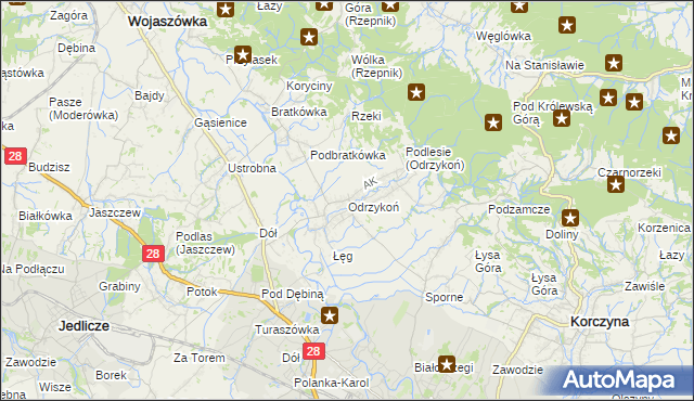 mapa Odrzykoń, Odrzykoń na mapie Targeo