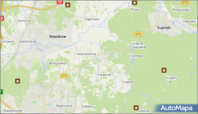 mapa Ogrodniczki gmina Supraśl, Ogrodniczki gmina Supraśl na mapie Targeo