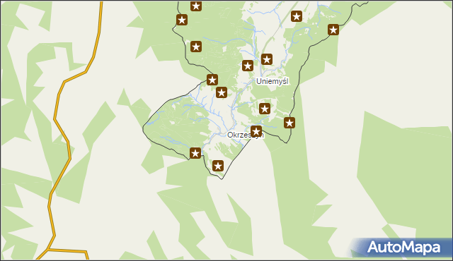 mapa Okrzeszyn gmina Lubawka, Okrzeszyn gmina Lubawka na mapie Targeo