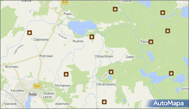 mapa Olbrachtowo, Olbrachtowo na mapie Targeo