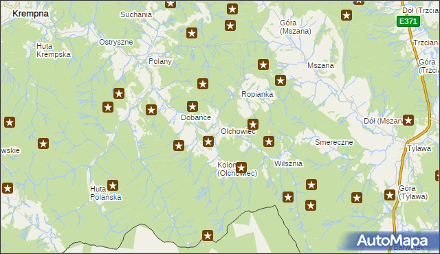 mapa Olchowiec gmina Dukla, Olchowiec gmina Dukla na mapie Targeo