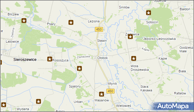 mapa Ołobok gmina Sieroszewice, Ołobok gmina Sieroszewice na mapie Targeo