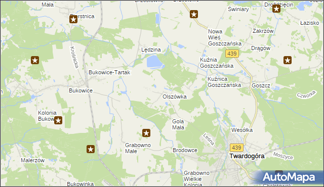 mapa Olszówka gmina Twardogóra, Olszówka gmina Twardogóra na mapie Targeo