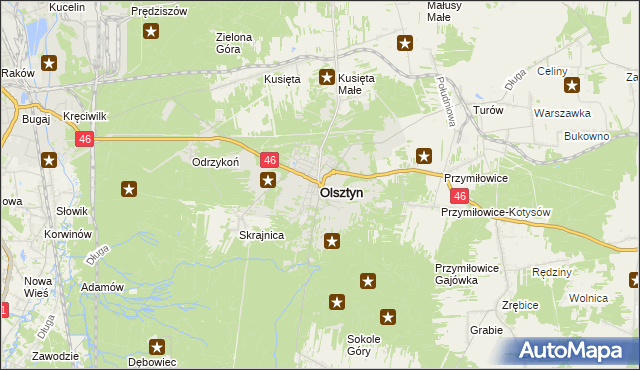 mapa Olsztyn powiat częstochowski, Olsztyn powiat częstochowski na mapie Targeo