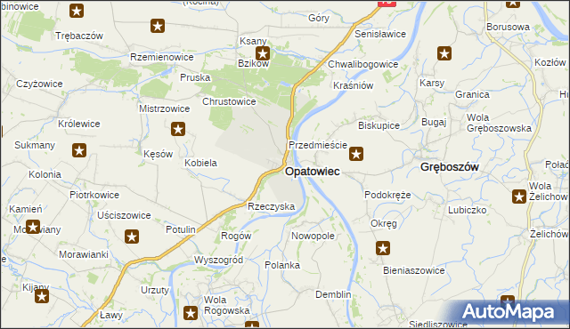 mapa Opatowiec powiat kazimierski, Opatowiec powiat kazimierski na mapie Targeo