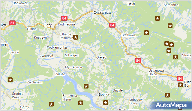 mapa Orelec, Orelec na mapie Targeo