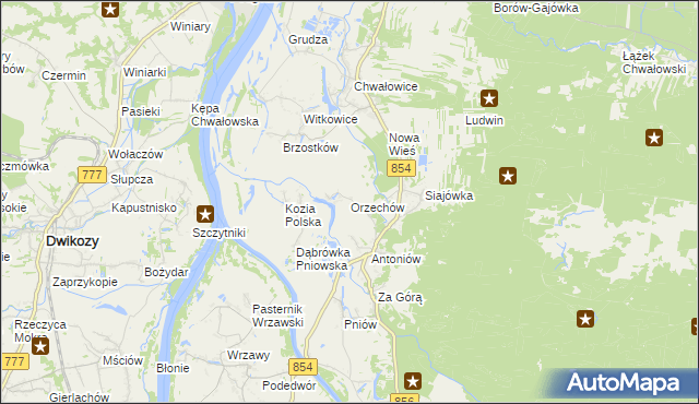 mapa Orzechów gmina Radomyśl nad Sanem, Orzechów gmina Radomyśl nad Sanem na mapie Targeo