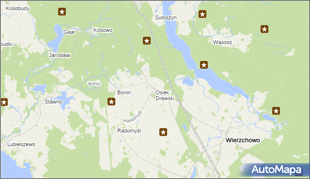 mapa Osiek Drawski, Osiek Drawski na mapie Targeo