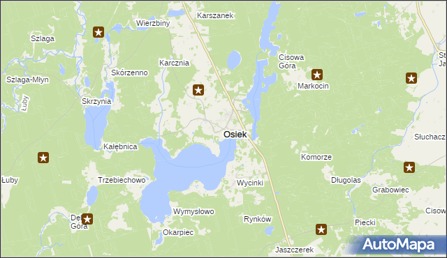 mapa Osiek powiat starogardzki, Osiek powiat starogardzki na mapie Targeo