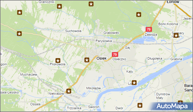 mapa Osiek powiat staszowski, Osiek powiat staszowski na mapie Targeo