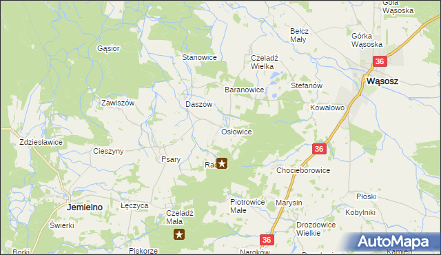 mapa Osłowice, Osłowice na mapie Targeo