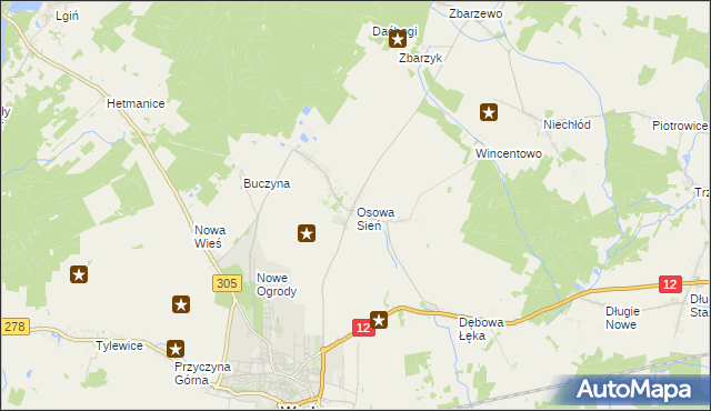 mapa Osowa Sień, Osowa Sień na mapie Targeo