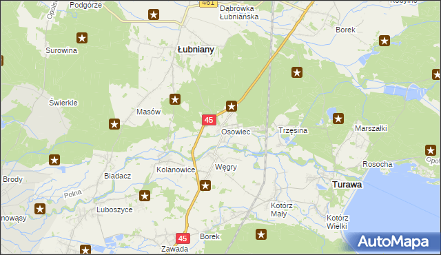 mapa Osowiec gmina Turawa, Osowiec gmina Turawa na mapie Targeo