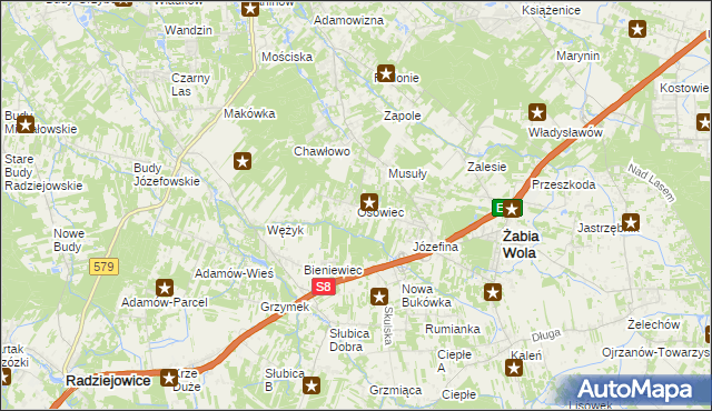 mapa Osowiec gmina Żabia Wola, Osowiec gmina Żabia Wola na mapie Targeo