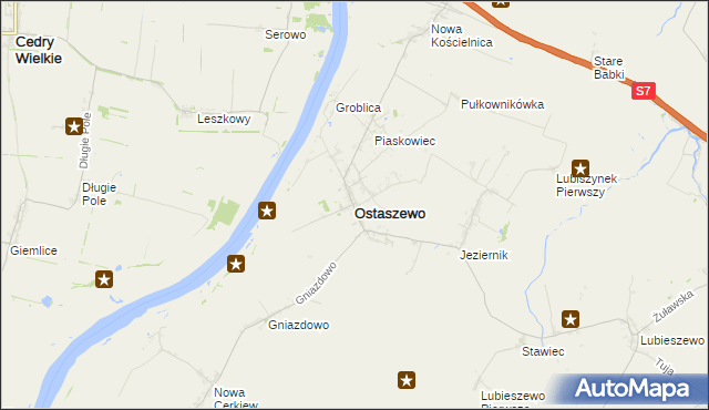 mapa Ostaszewo powiat nowodworski, Ostaszewo powiat nowodworski na mapie Targeo