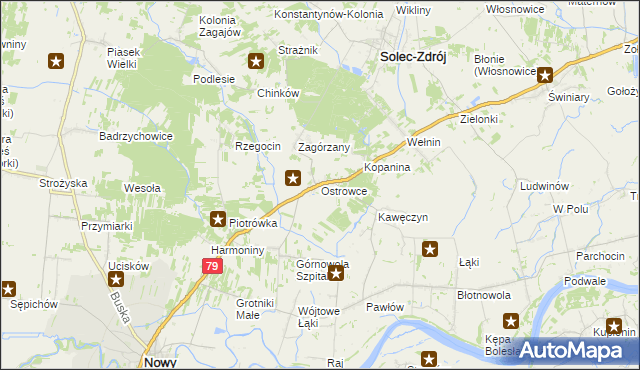 mapa Ostrowce, Ostrowce na mapie Targeo