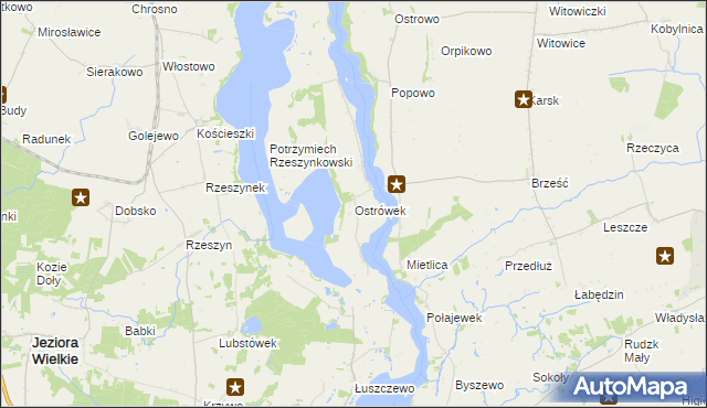 mapa Ostrówek gmina Kruszwica, Ostrówek gmina Kruszwica na mapie Targeo
