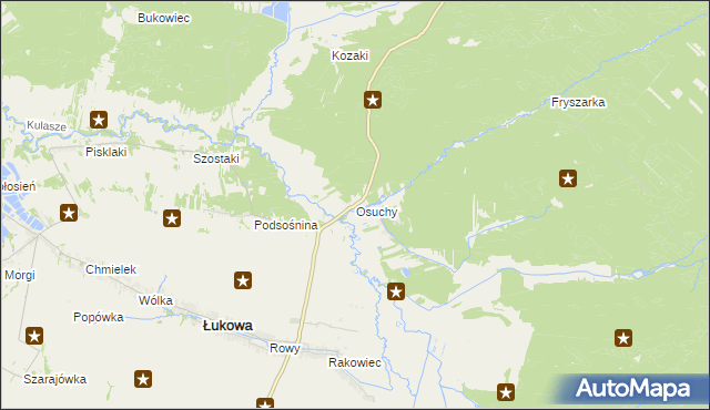 mapa Osuchy gmina Łukowa, Osuchy gmina Łukowa na mapie Targeo