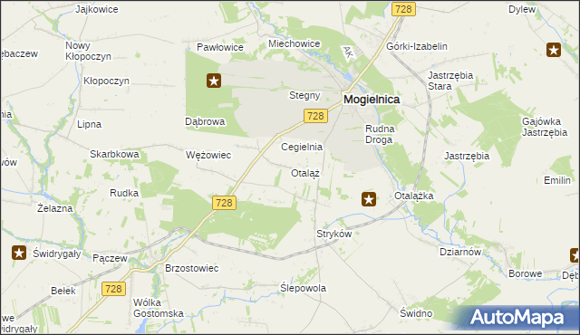 mapa Otaląż gmina Mogielnica, Otaląż gmina Mogielnica na mapie Targeo