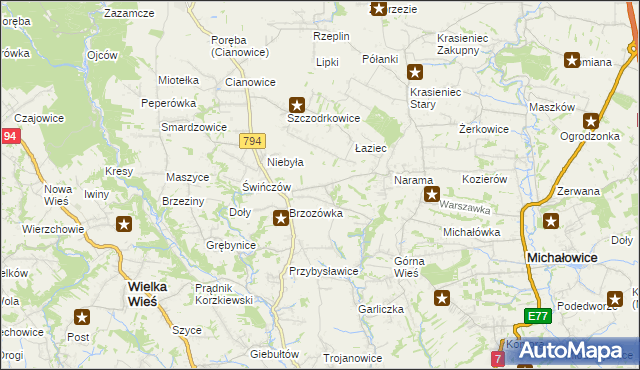 mapa Owczary gmina Zielonki, Owczary gmina Zielonki na mapie Targeo