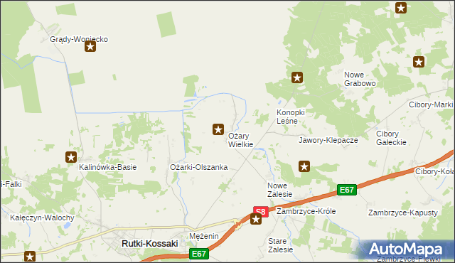 mapa Ożary Wielkie, Ożary Wielkie na mapie Targeo