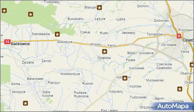 mapa Oziębłów, Oziębłów na mapie Targeo