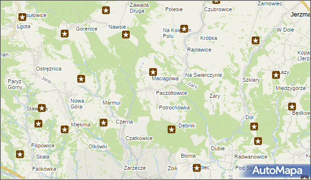 mapa Paczółtowice, Paczółtowice na mapie Targeo