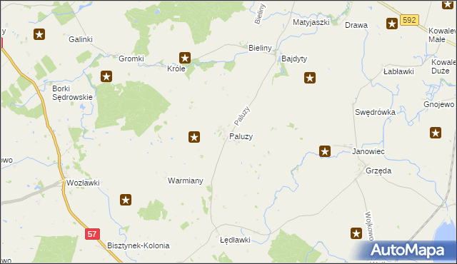 mapa Paluzy, Paluzy na mapie Targeo