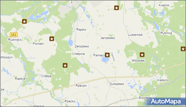 mapa Pamięcin gmina Recz, Pamięcin gmina Recz na mapie Targeo