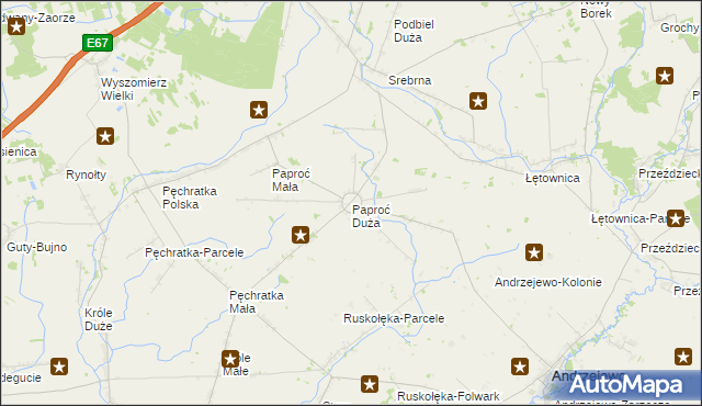 mapa Paproć Duża, Paproć Duża na mapie Targeo