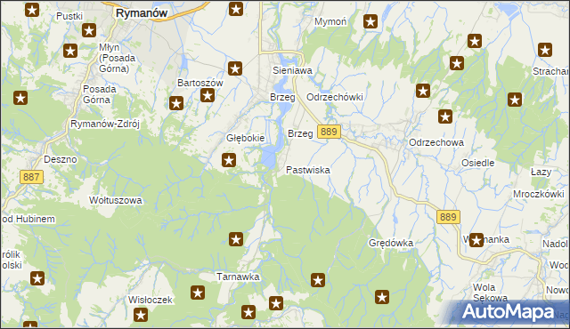 mapa Pastwiska gmina Zarszyn, Pastwiska gmina Zarszyn na mapie Targeo