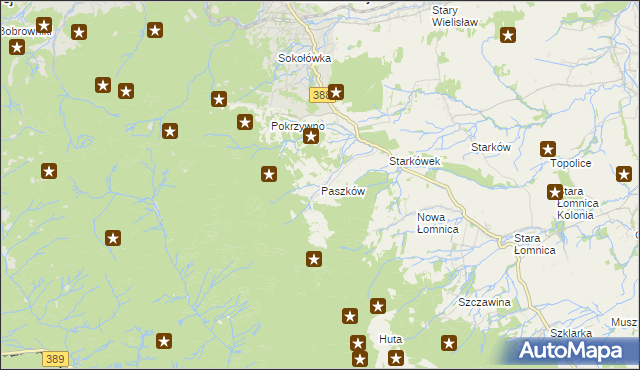 mapa Paszków gmina Bystrzyca Kłodzka, Paszków gmina Bystrzyca Kłodzka na mapie Targeo