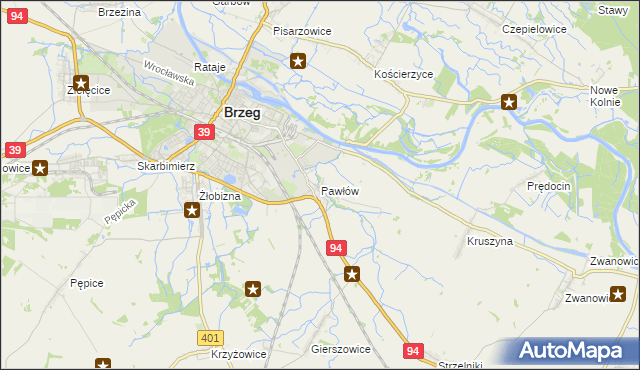mapa Pawłów gmina Skarbimierz, Pawłów gmina Skarbimierz na mapie Targeo