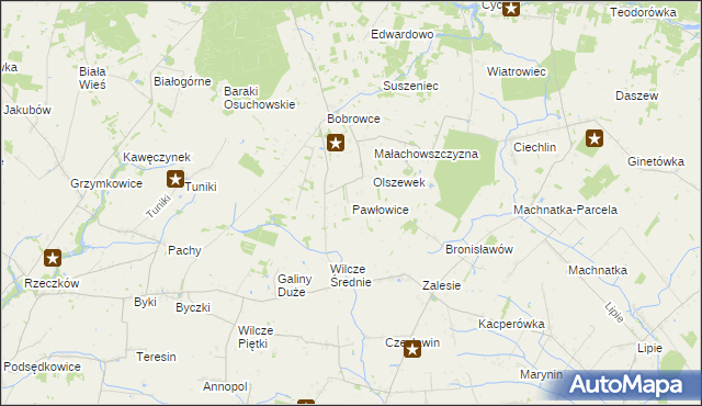mapa Pawłowice gmina Mszczonów, Pawłowice gmina Mszczonów na mapie Targeo