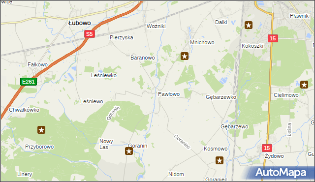 mapa Pawłowo gmina Czerniejewo, Pawłowo gmina Czerniejewo na mapie Targeo