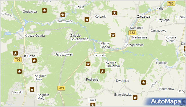 mapa Pazurek, Pazurek na mapie Targeo