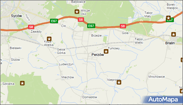 mapa Perzów, Perzów na mapie Targeo