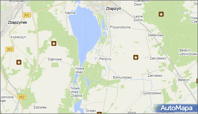 mapa Perzyny gmina Zbąszyń, Perzyny gmina Zbąszyń na mapie Targeo