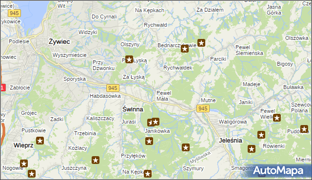 mapa Pewel Mała, Pewel Mała na mapie Targeo