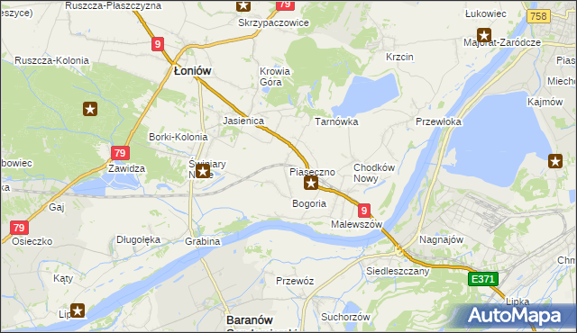 mapa Piaseczno gmina Łoniów, Piaseczno gmina Łoniów na mapie Targeo