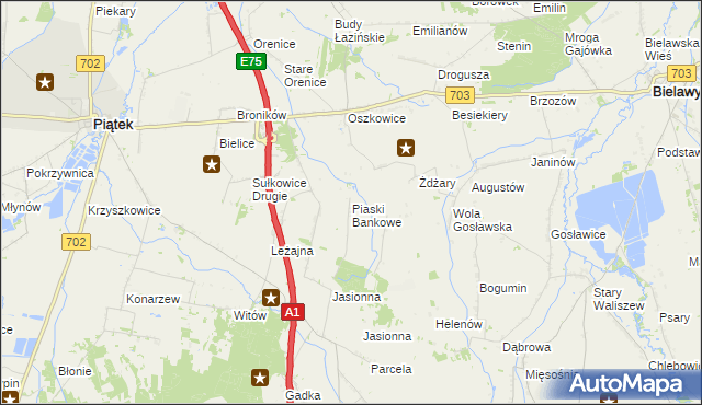 mapa Piaski Bankowe, Piaski Bankowe na mapie Targeo