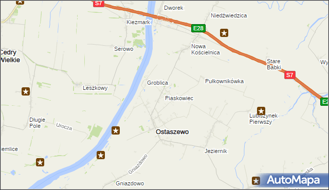 mapa Piaskowiec gmina Ostaszewo, Piaskowiec gmina Ostaszewo na mapie Targeo