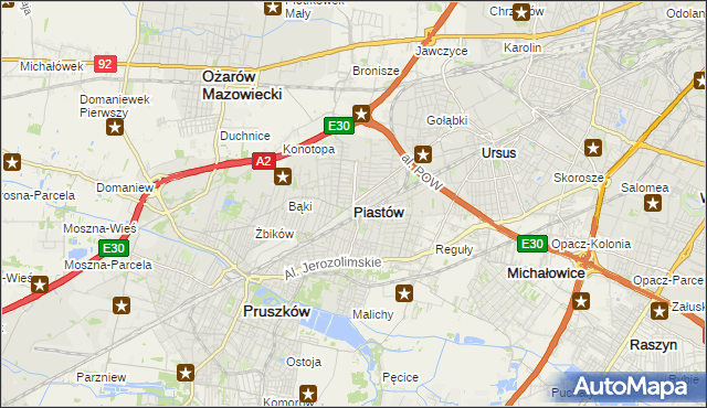 mapa Piastów powiat pruszkowski, Piastów powiat pruszkowski na mapie Targeo