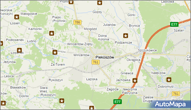 mapa Piekoszów, Piekoszów na mapie Targeo