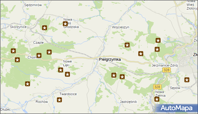 mapa Pielgrzymka powiat złotoryjski, Pielgrzymka powiat złotoryjski na mapie Targeo