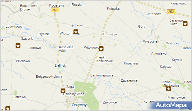 mapa Pieńki Kościelskie, Pieńki Kościelskie na mapie Targeo