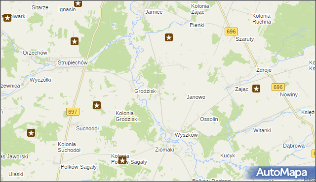 mapa Pierzchały gmina Liw, Pierzchały gmina Liw na mapie Targeo