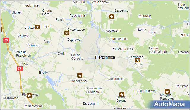 mapa Pierzchnica powiat kielecki, Pierzchnica powiat kielecki na mapie Targeo