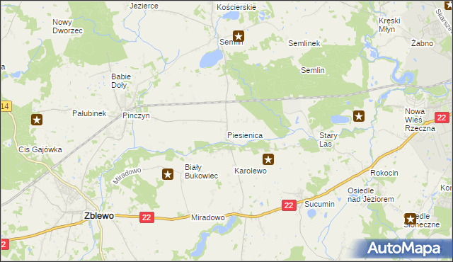 mapa Piesienica, Piesienica na mapie Targeo