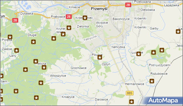 mapa Pikulice, Pikulice na mapie Targeo